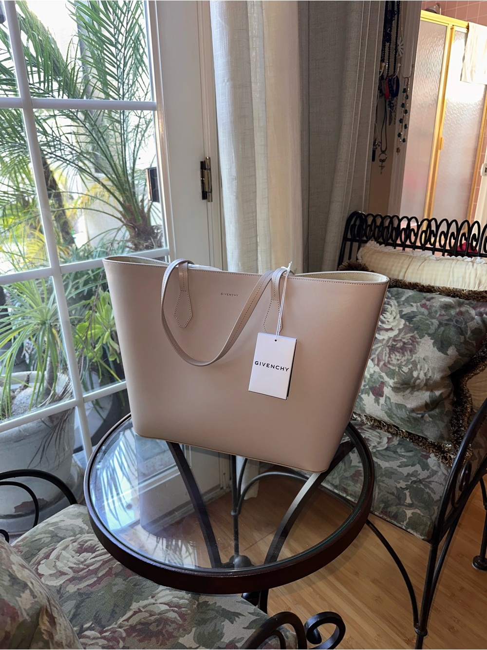 Givenchy Taupe Leather Tote with Structured Silhouette